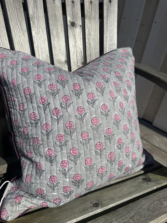 Putetrekk vintage kantha blokktrykket bakside 50x50 cm Nr 1