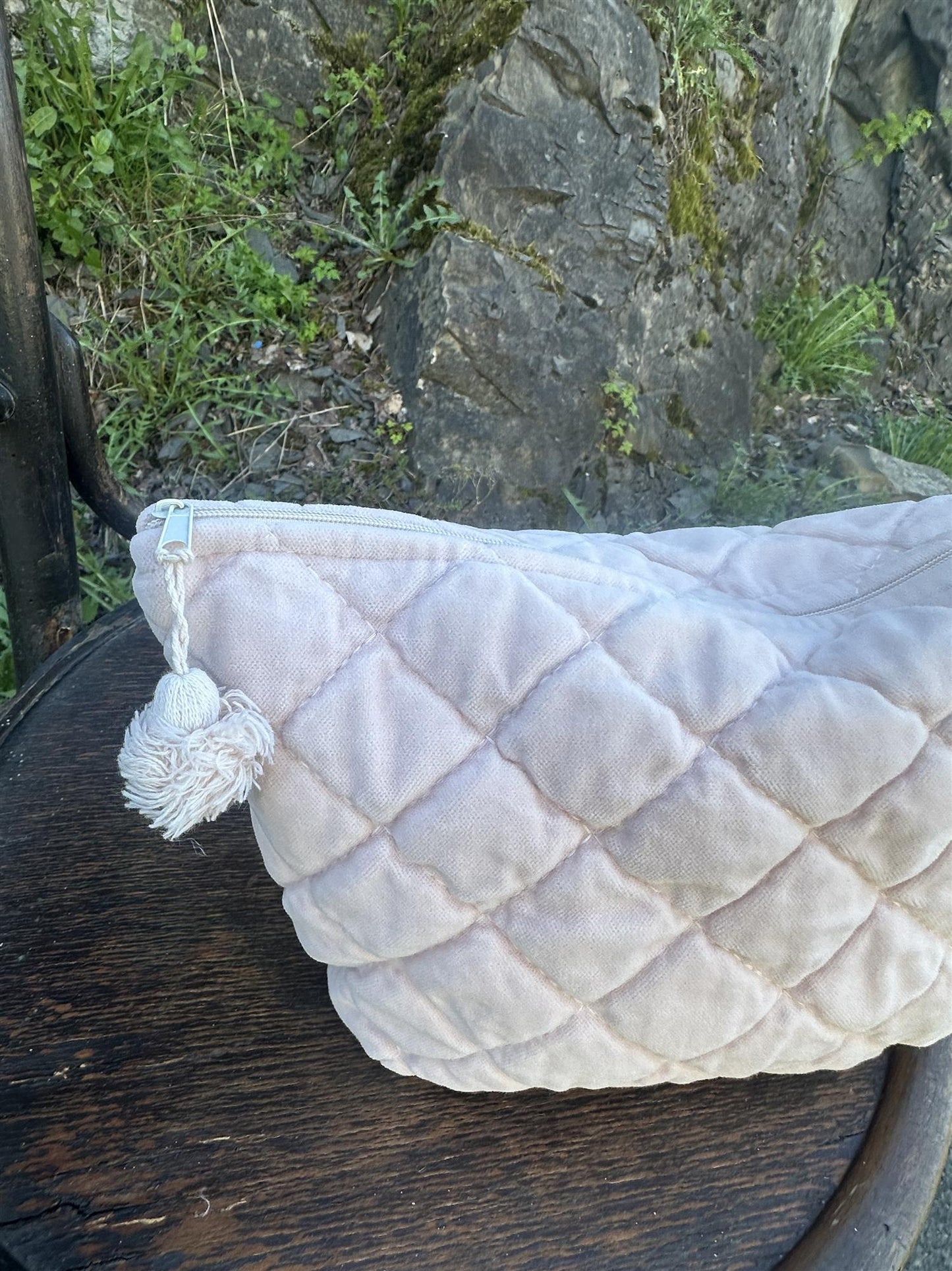 Toalettmappe velur powder pink