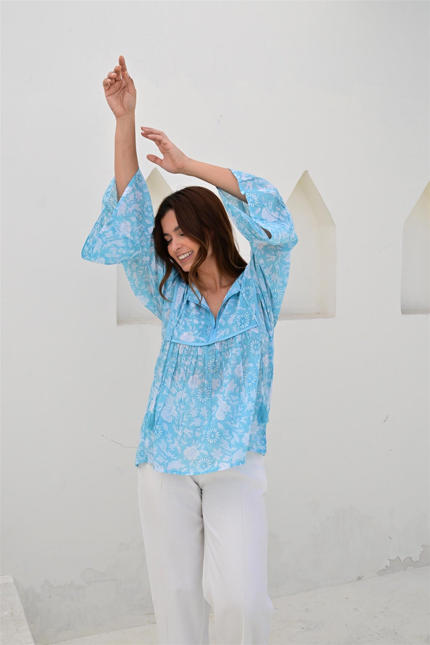 Lyon bluse ocean blue