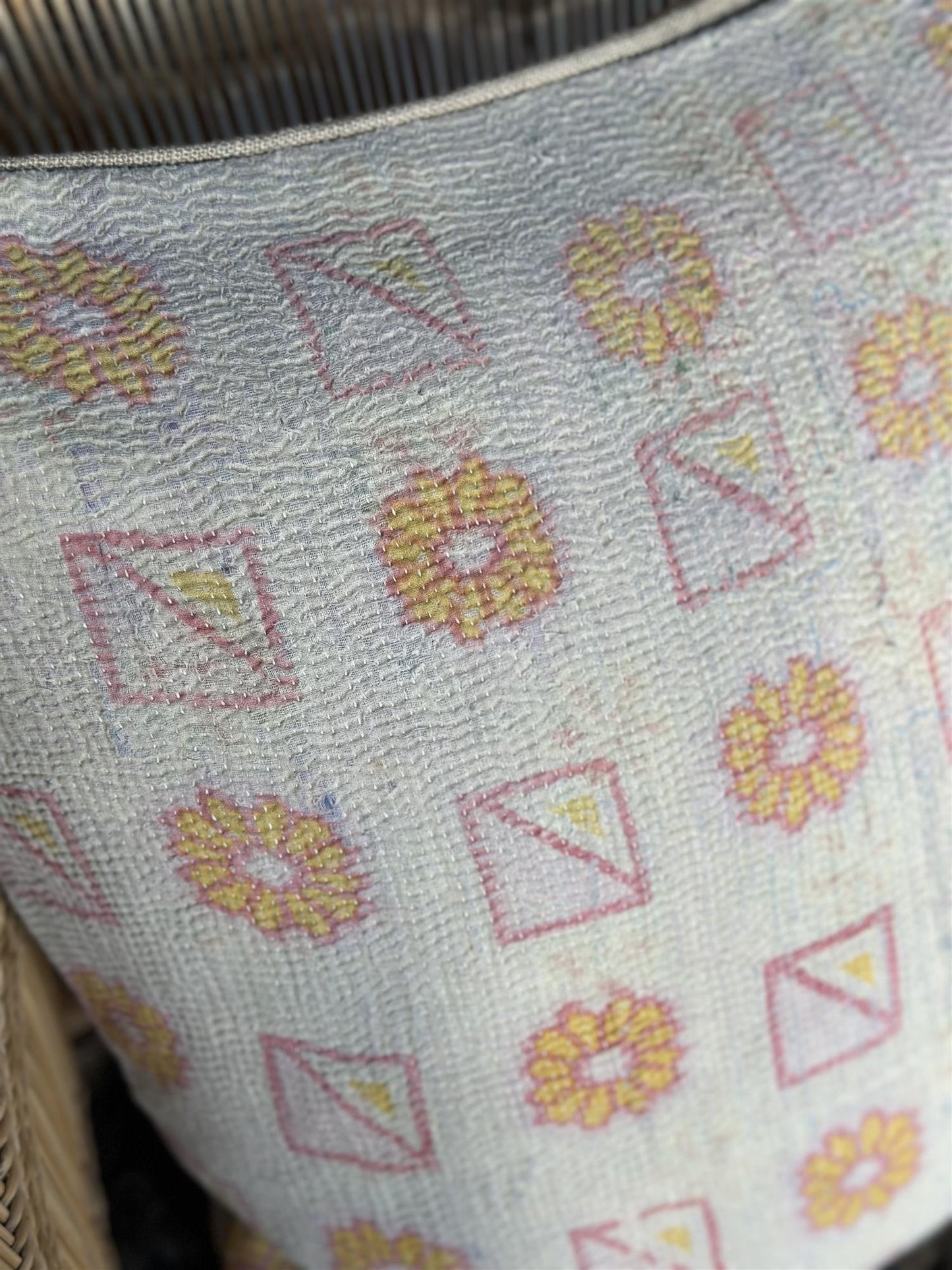 Putetrekk vintage kantha 50x50 cm Nr 97