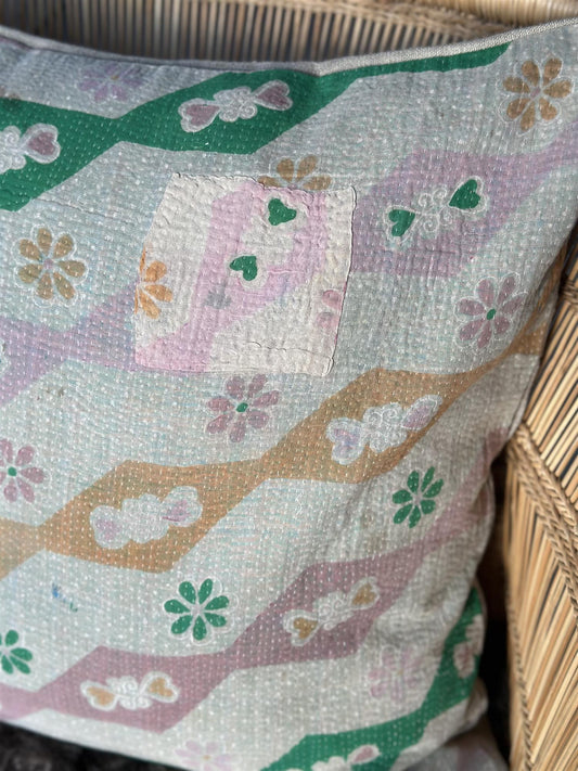 Putetrekk vintage kantha 50x50 cm Nr 98