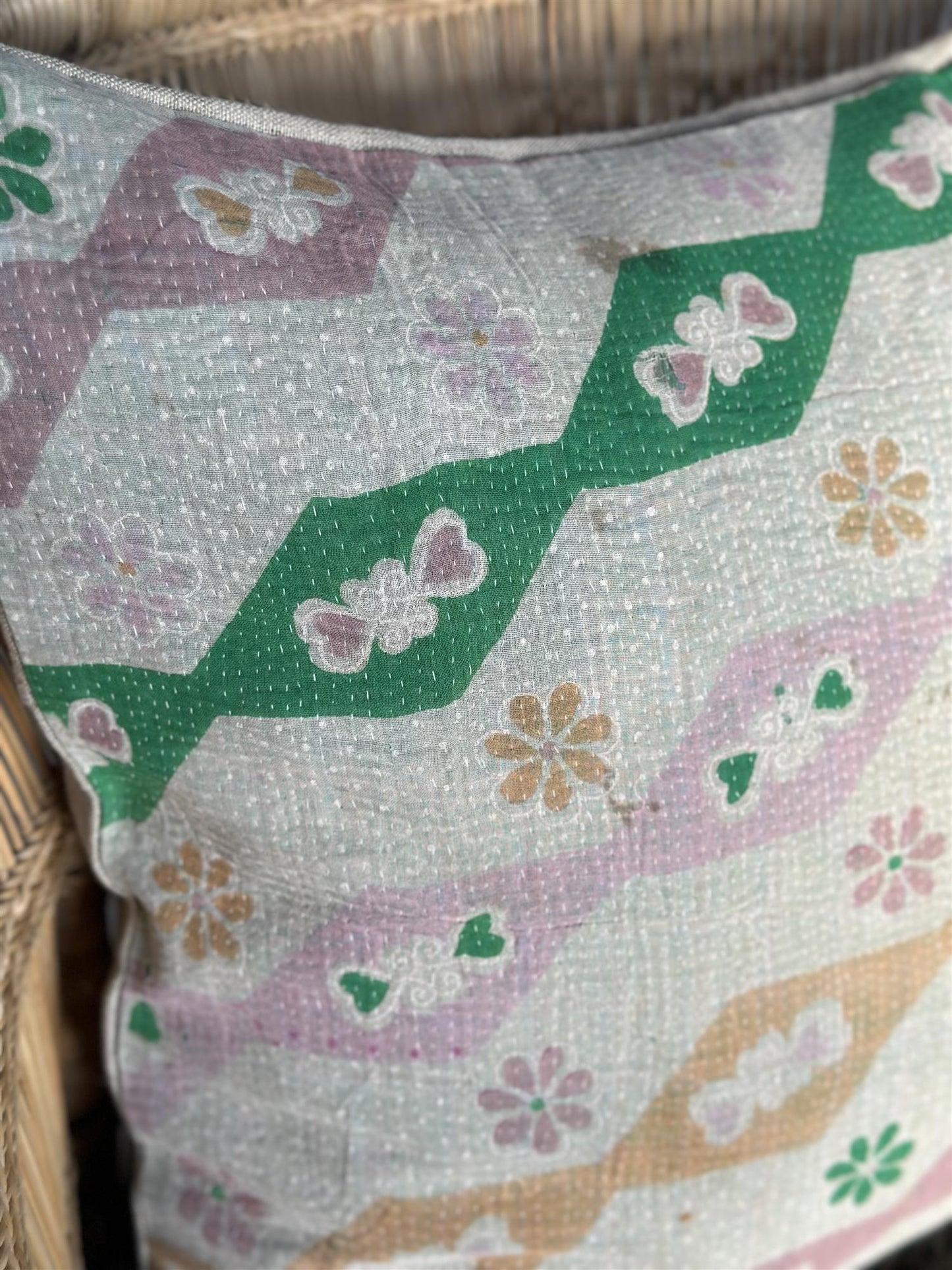 Putetrekk vintage kantha 50x50 cm Nr 98