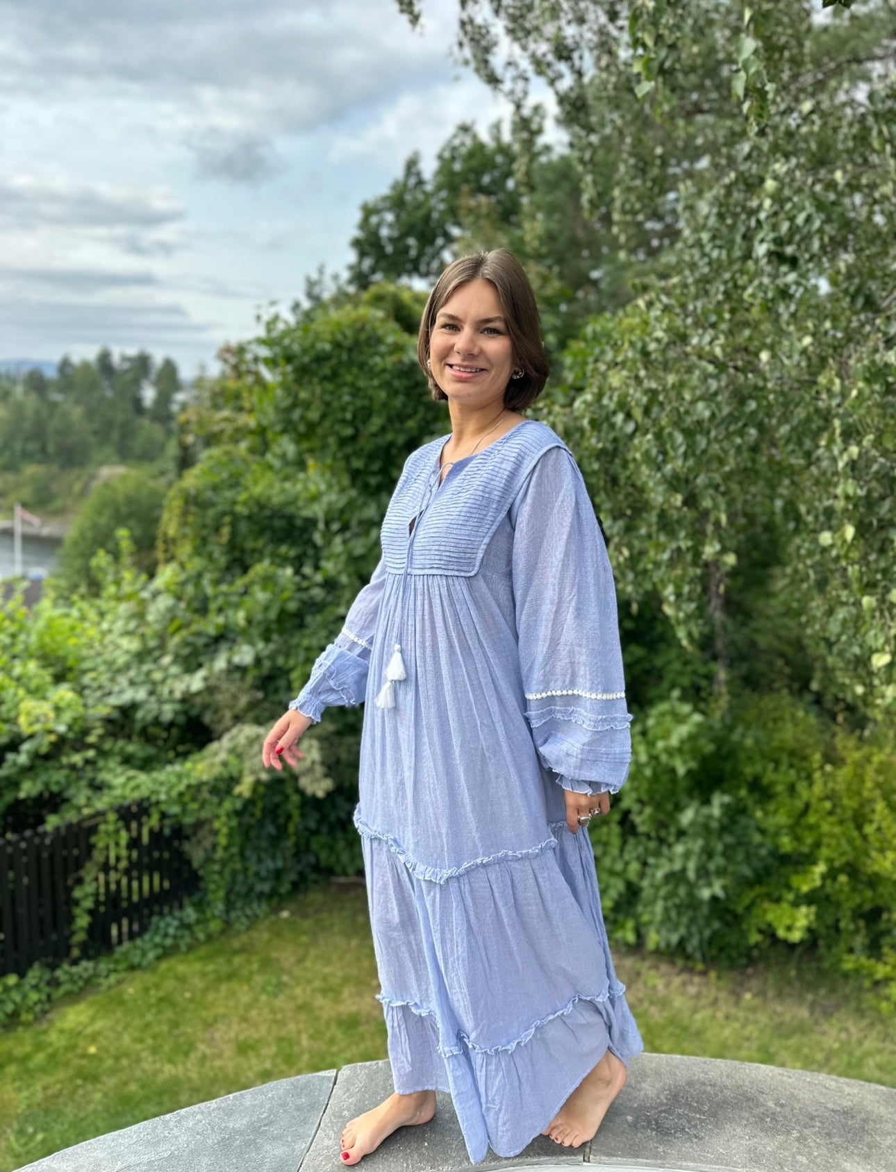 Benedicte lang smekkekjole blue stripe