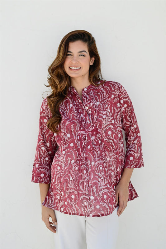 Bandol bluse biser rosso/powder pink