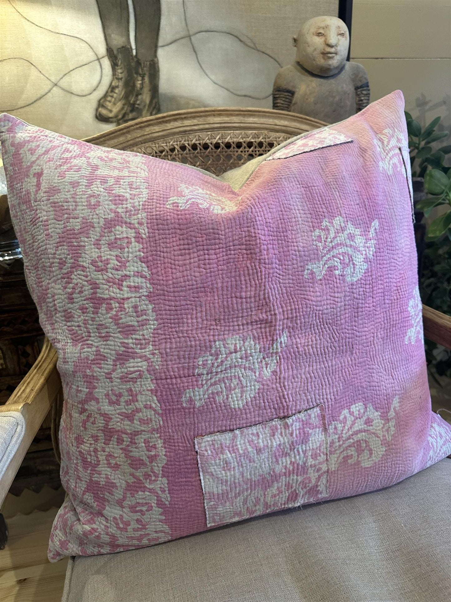 Putetrekk vintage kantha 60 x 60 cm Nr 20