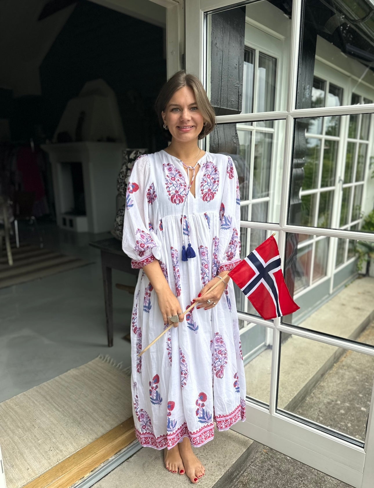 Emilie kjole red/blue