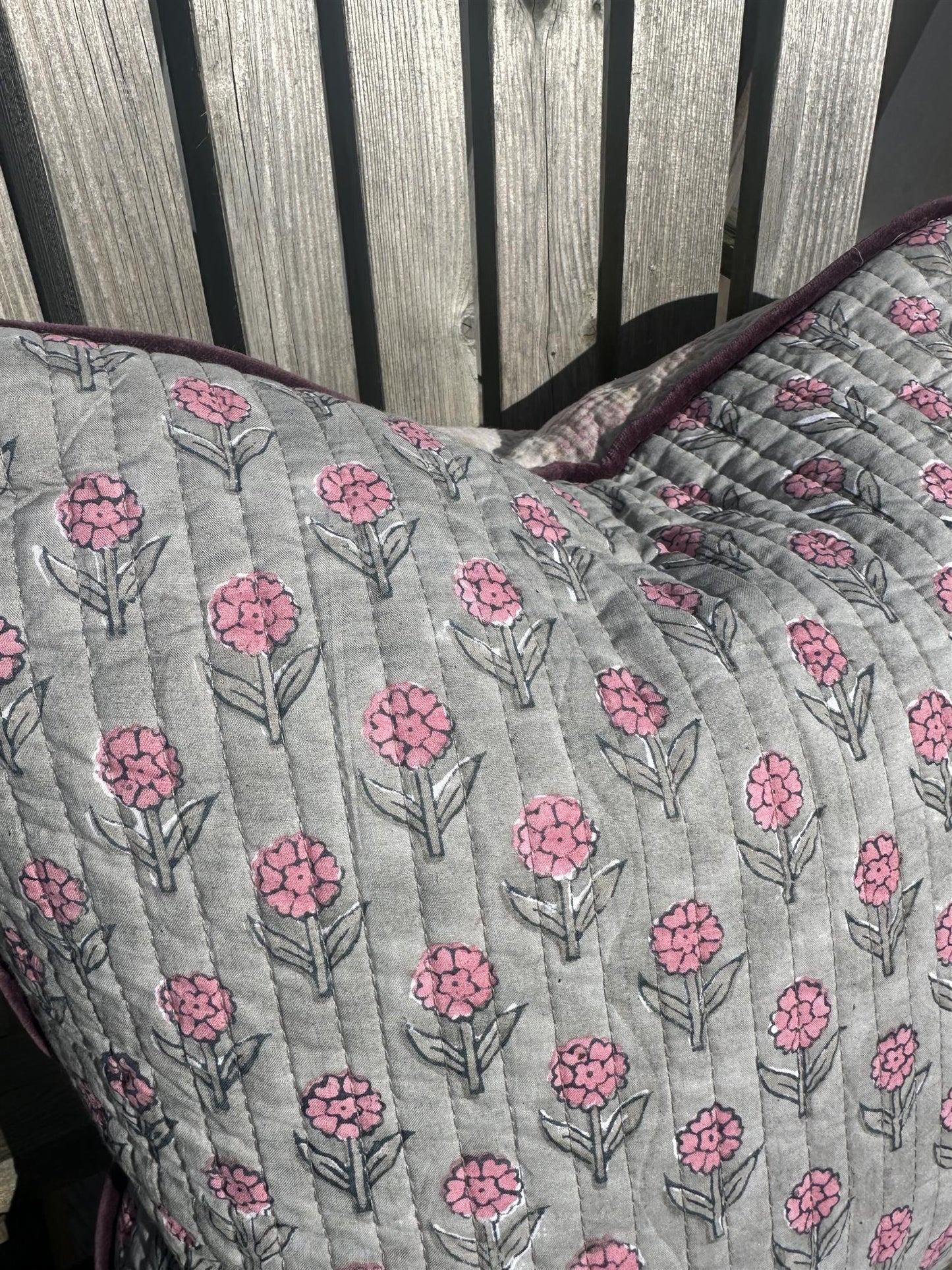 Putetrekk vintage kantha blokktrykket bakside 50x50 cm Nr 3