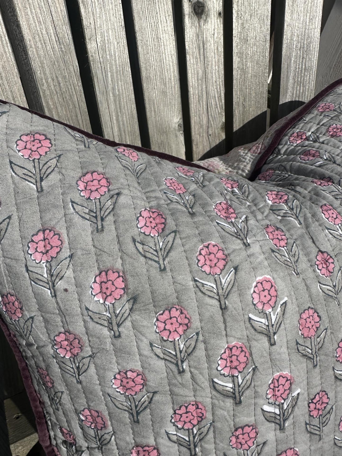 Putetrekk vintage kantha blokktrykket bakside 50x50 cm Nr 5