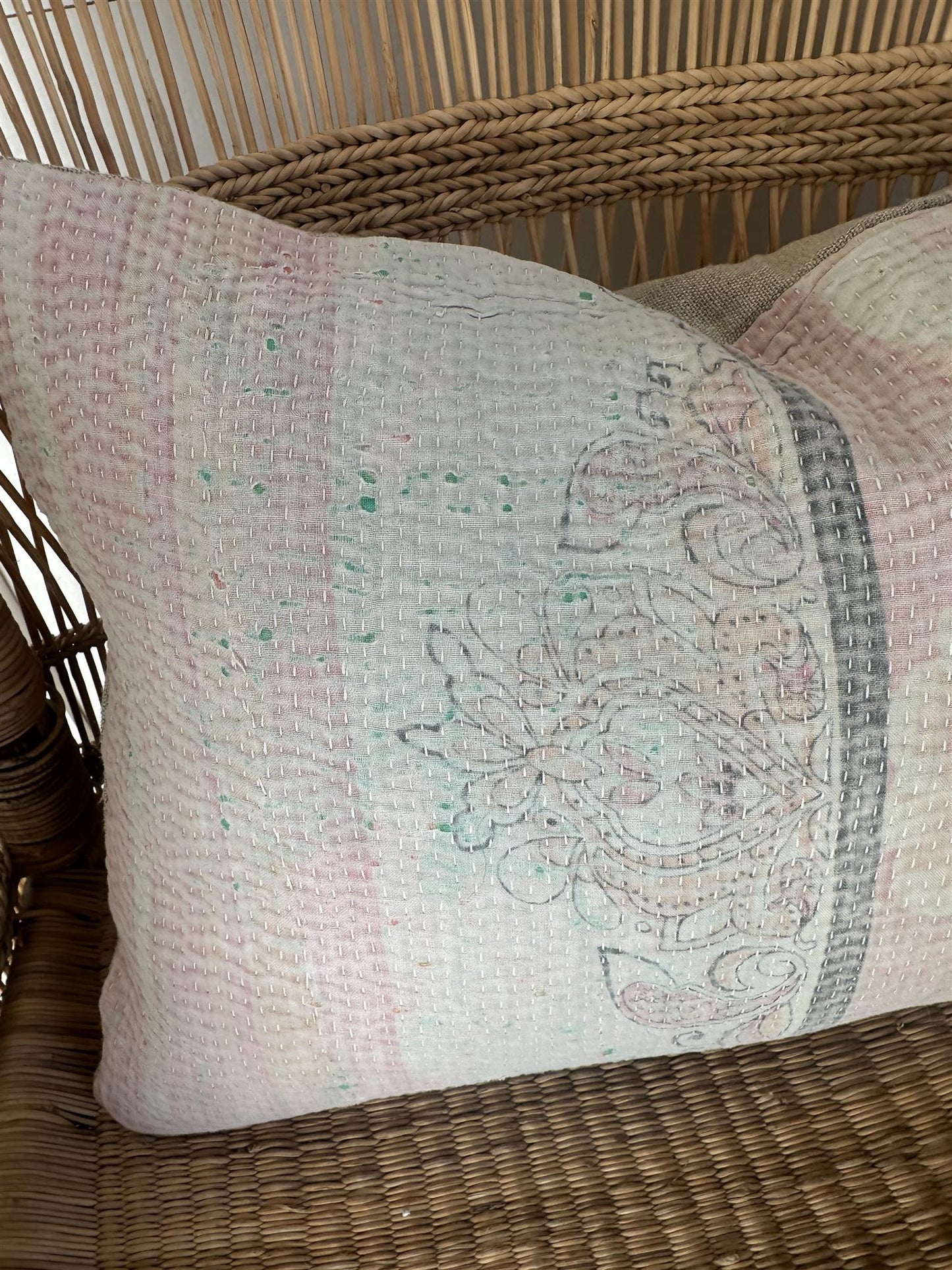 Putetrekk vintage kantha 30 x 40 cm Nr 74