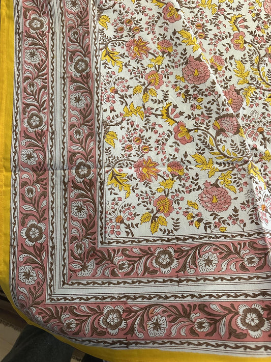 Duk Fleur yellow 150 x 250 cm blokktrykket