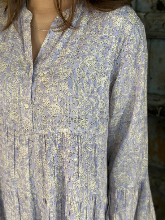 Nina kort kjole med lurex blå