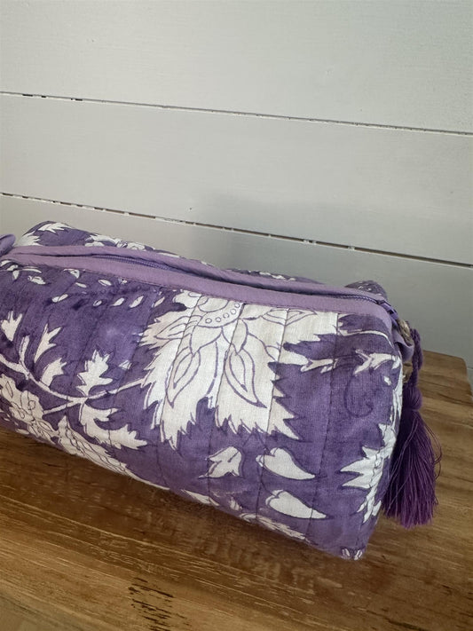Sminkepung blokktrykket Colette purple