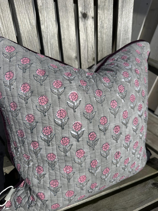 Putetrekk vintage kantha blokktrykket bakside 50x50 cm Nr 5