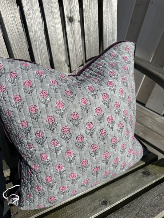 Putetrekk vintage kantha blokktrykket bakside 50x50 cm Nr 3