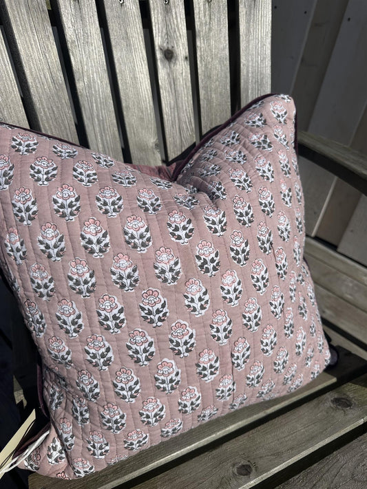 Putetrekk vintage kantha blokktrykket bakside 50x50 cm Nr 2