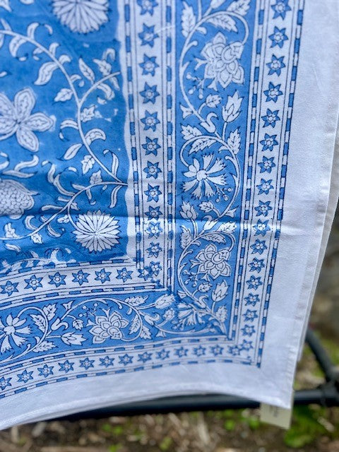 Duk 150 x 250 cm blokktrykket jeans blue