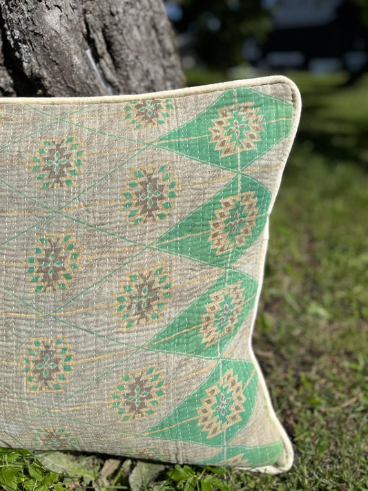 Putetrekk vintage kantha med rulour 50x50 cm #15