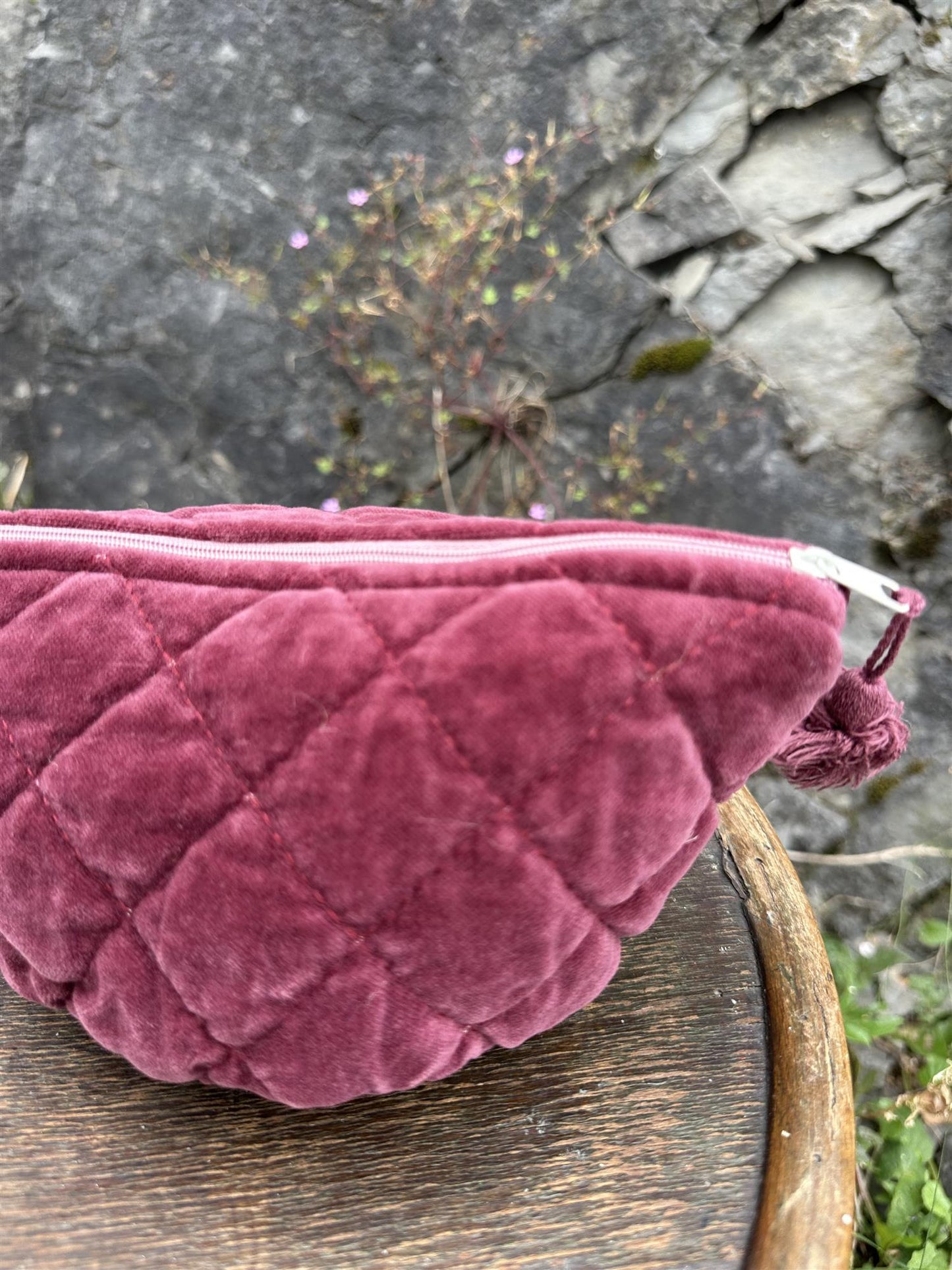Sminkepung velur 15xH10 cm Port wine