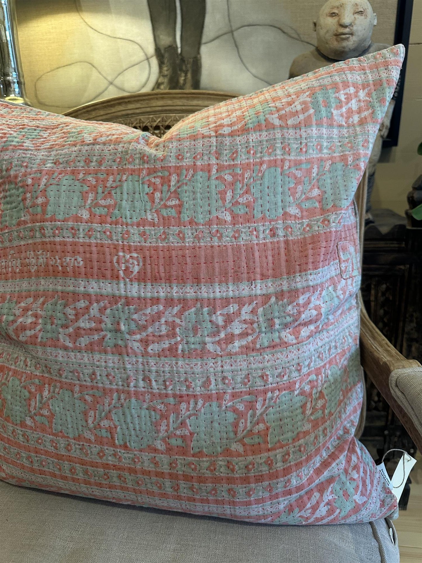 Putetrekk vintage kantha 60 x 60 cm Nr 21