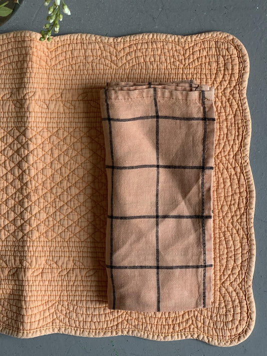 Serviett 100% lin 45 x45 cm rutet clay