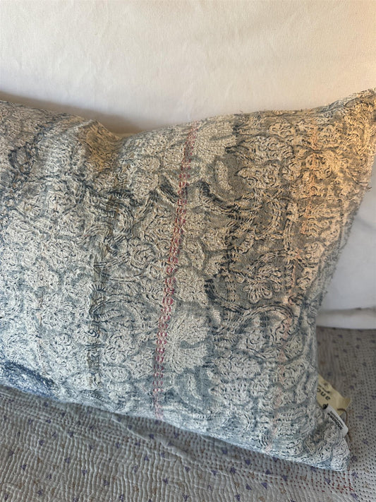 Putetrekk vintage kantha 40 x 60 cm blokktryket blå #62
