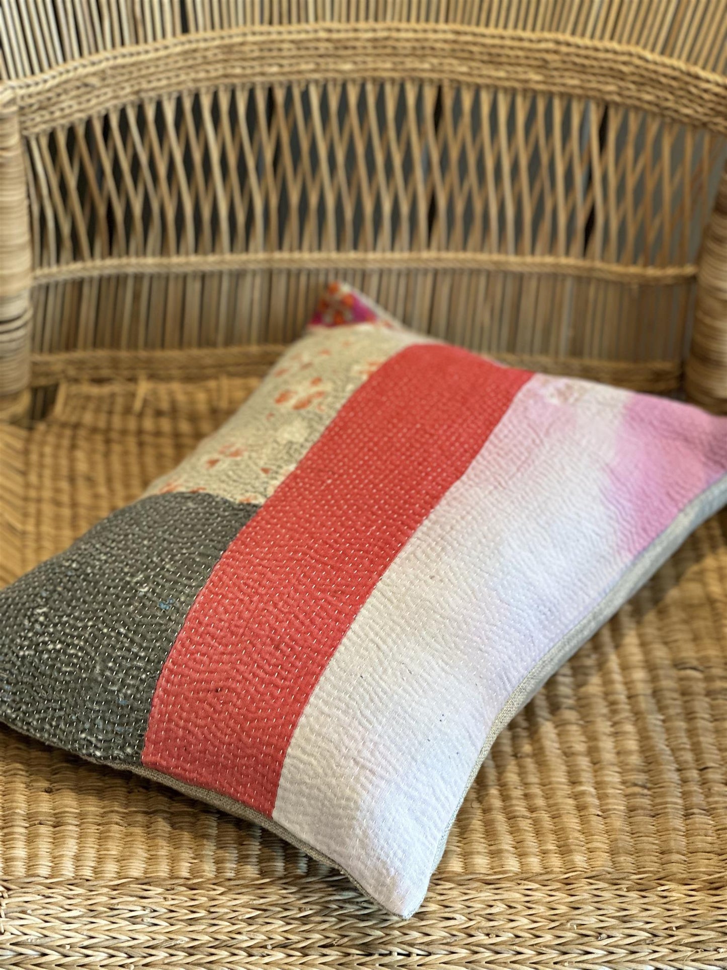 Putetrekk vintage kantha 30 x 40 cm Nr 61