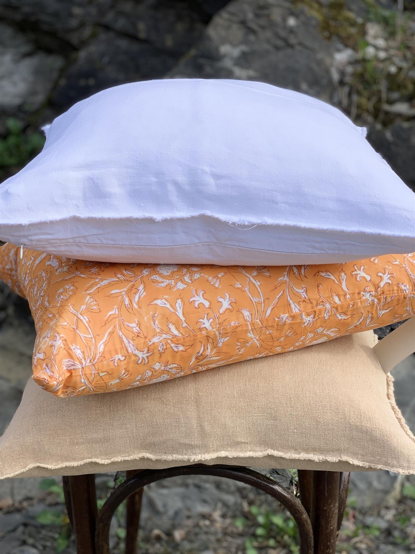 Putetrekk 100% lin 50x50 cm Camel