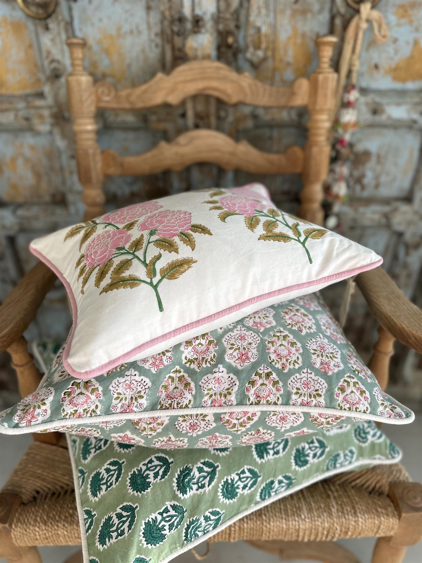 Putetrekk rulour blokktrykk 30x40 cm roses