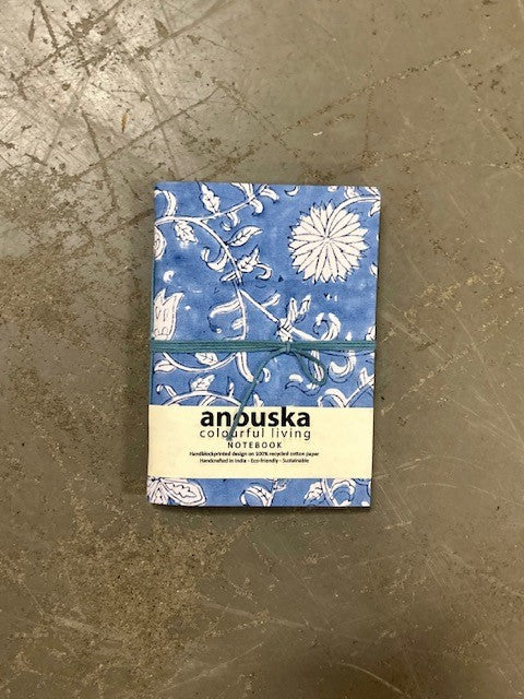 Notatbok small blokktrykket omslag jeans blue