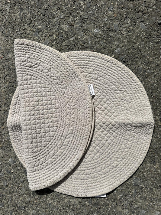 Spisebrikke velur rund Ø: 40 cm grey beige