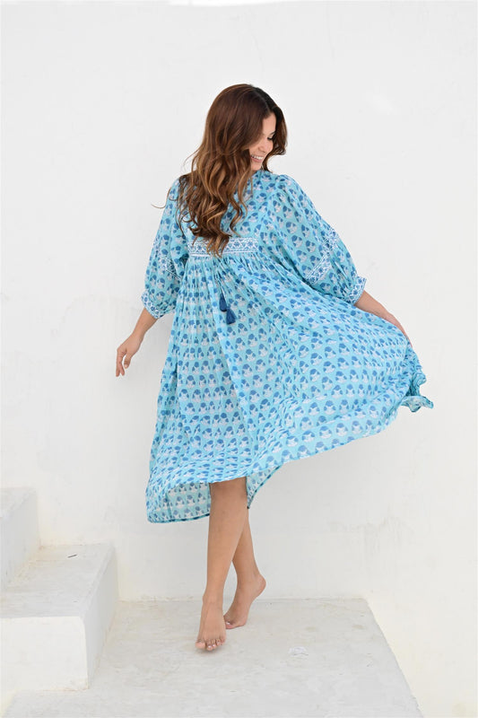 Menton kjole aqua