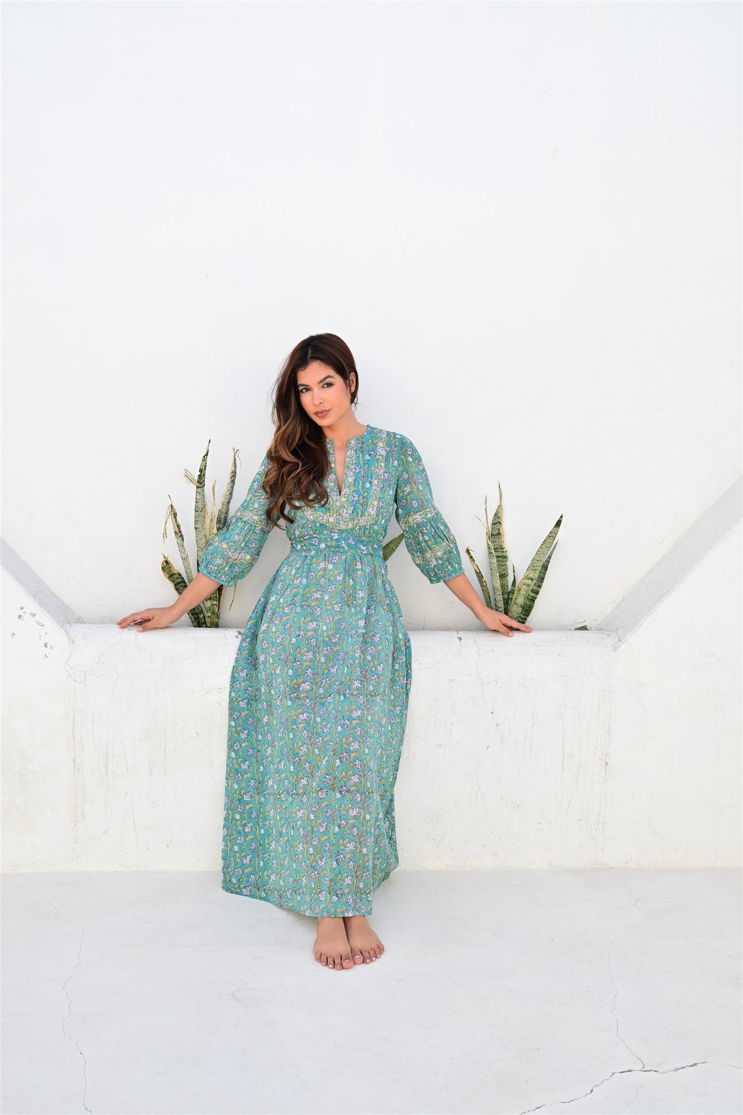 Ville Franche lang kjole jade green