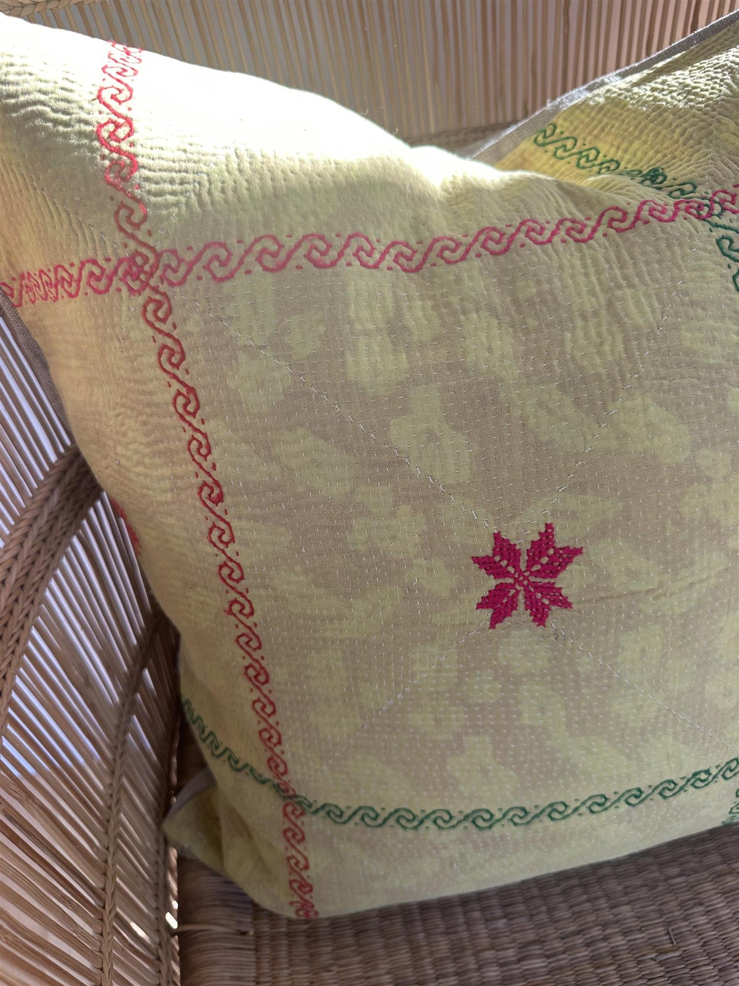 Putetrekk vintage kantha 50x50 cm Nr 105