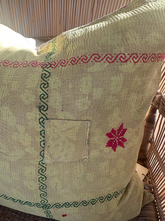 Putetrekk vintage kantha 50x50 cm Nr 105
