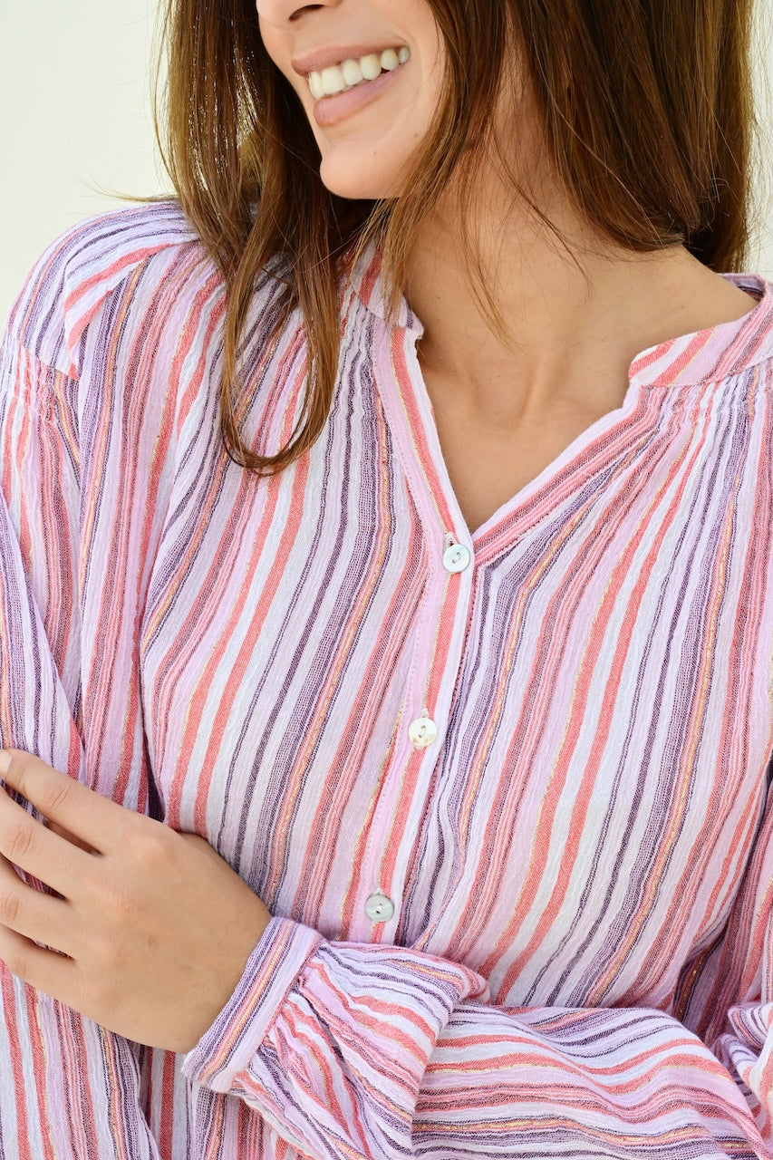 Marseille bluse stripe purple