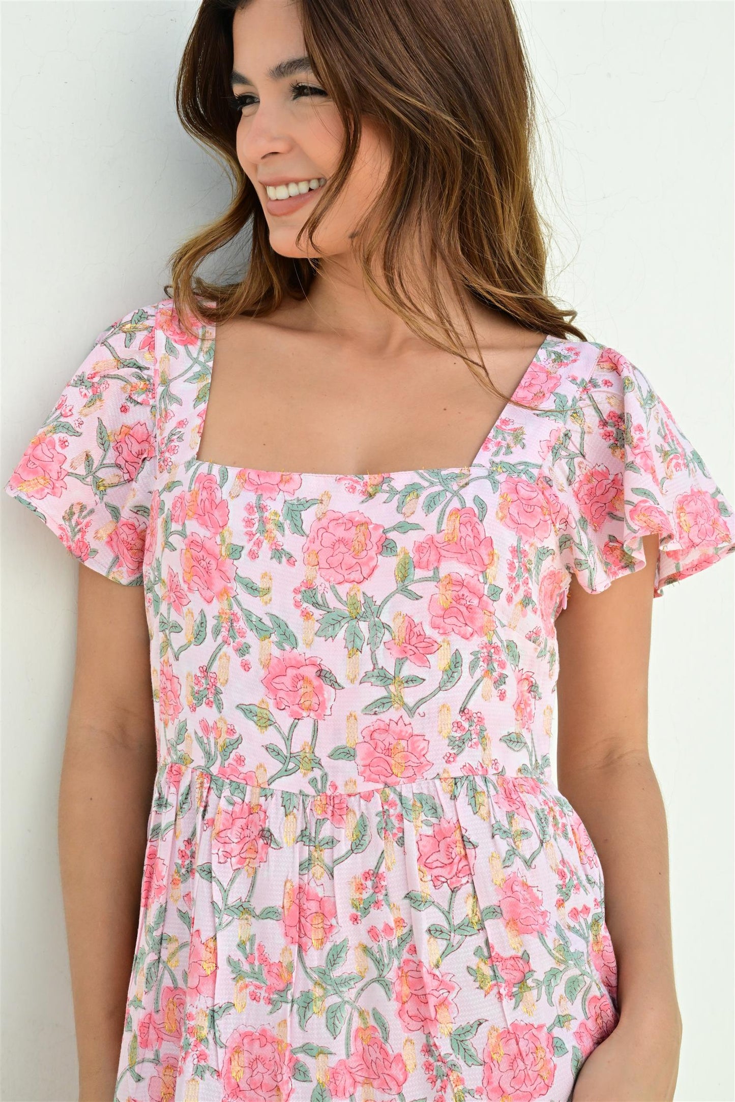Montpellier kjole lang pink lurex