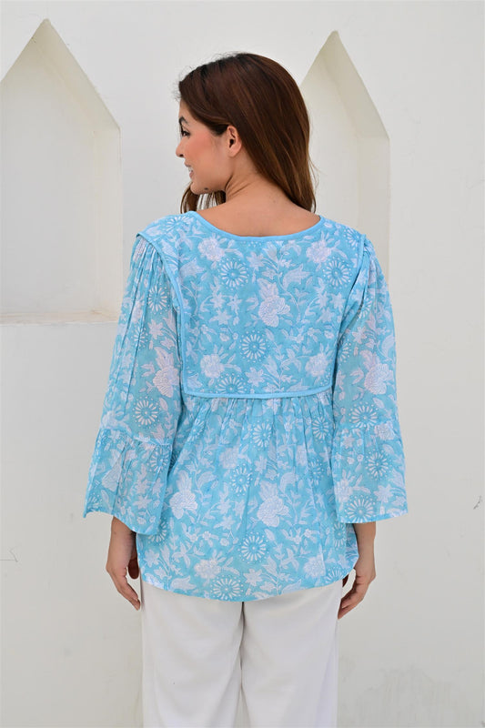 Lyon bluse ocean blue