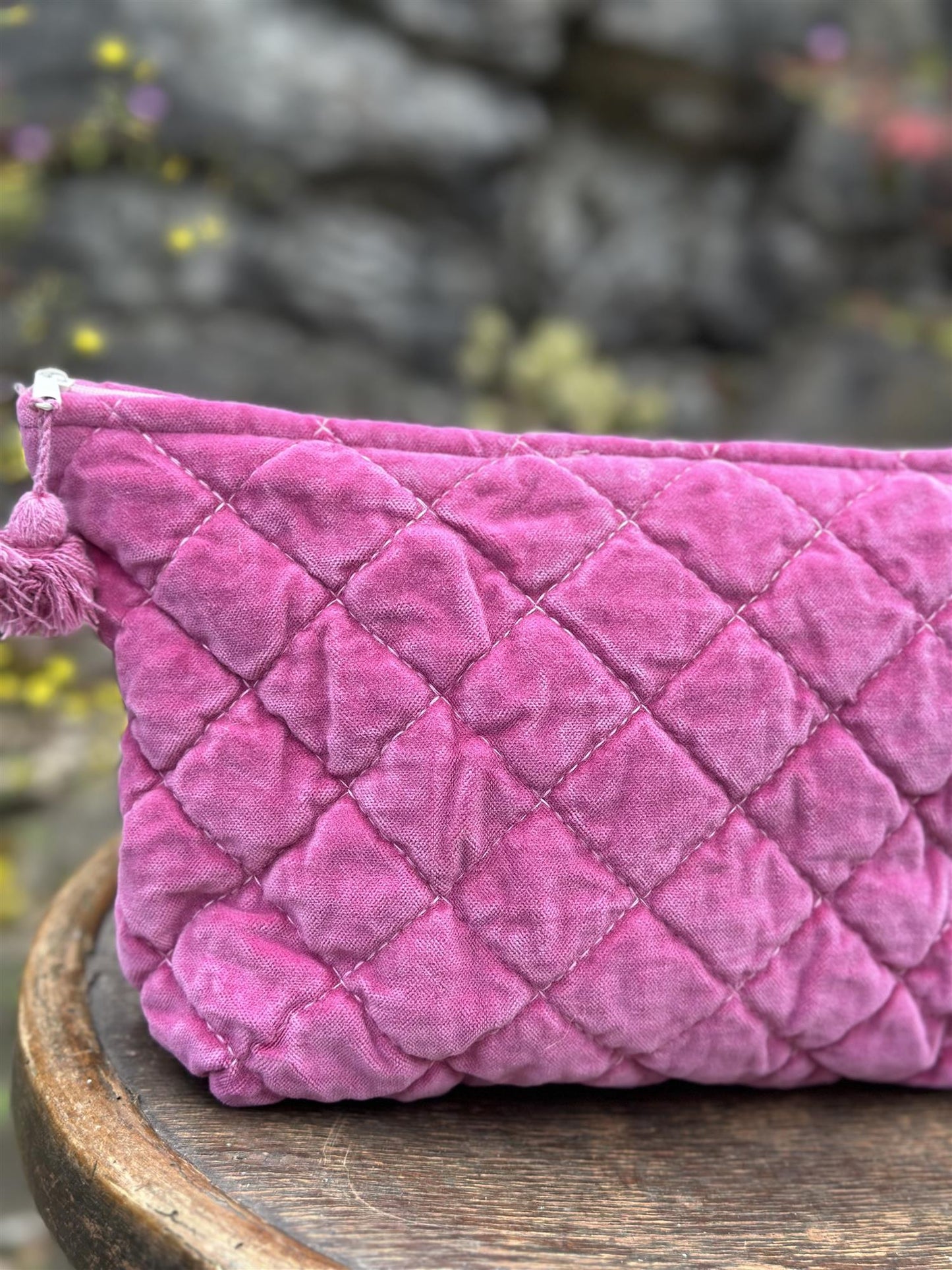 Toalettmappe velur rosy pink