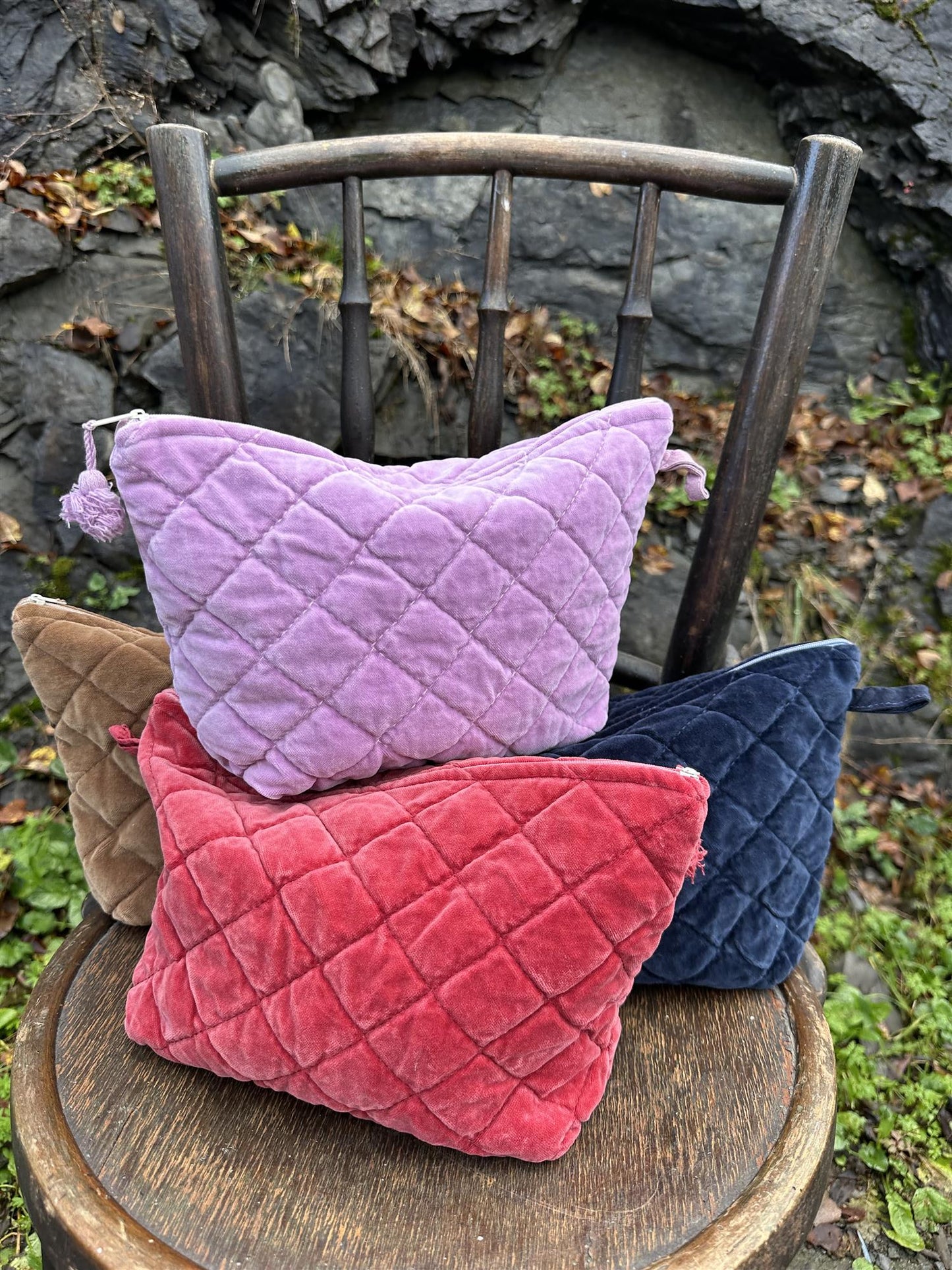 Toalettmappe velur Raddish red