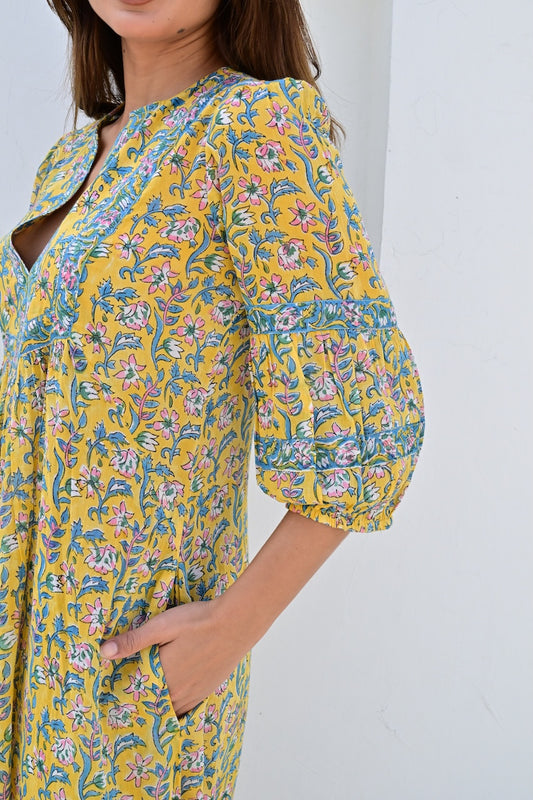 Ville Franche lang kjole provence/yellow
