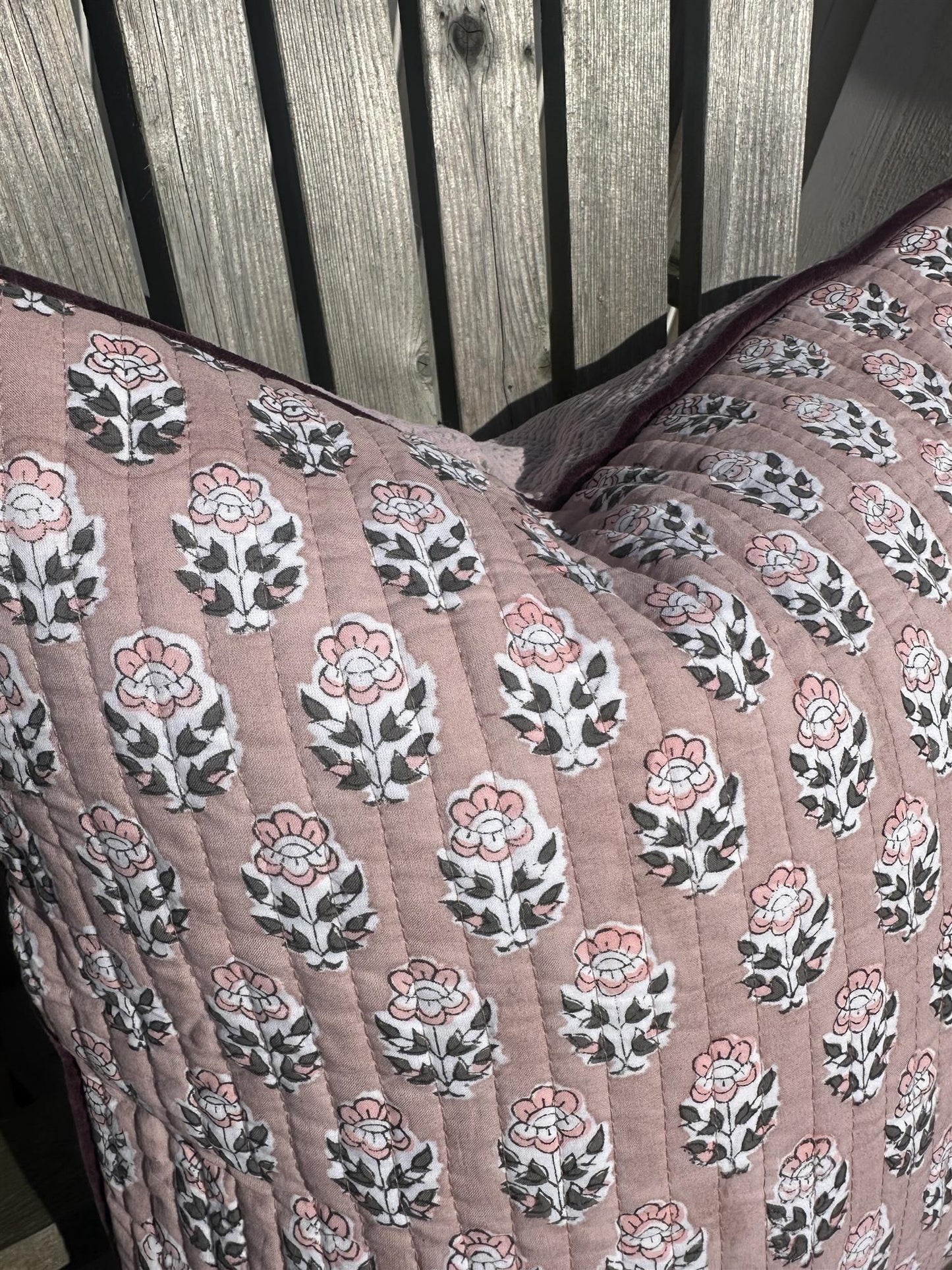Putetrekk vintage kantha blokktrykket bakside 50x50 cm Nr 4