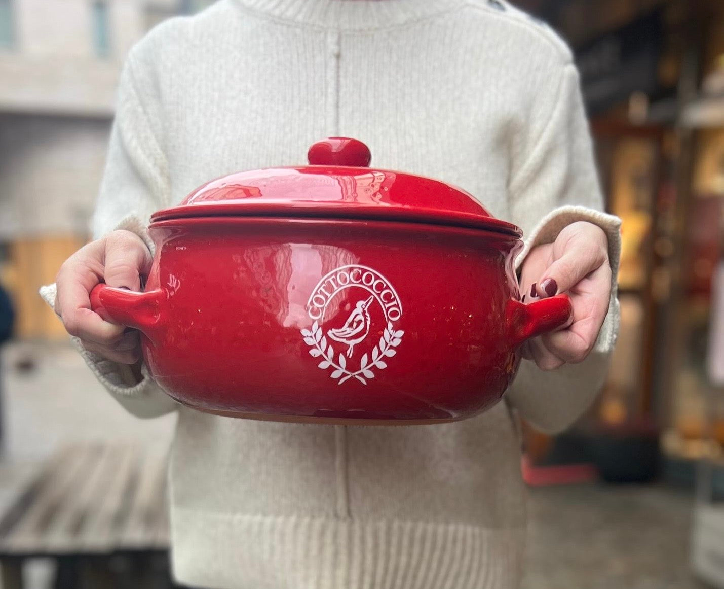 Ildfast terracotta gryte med lokk Ø: 27 cm rød