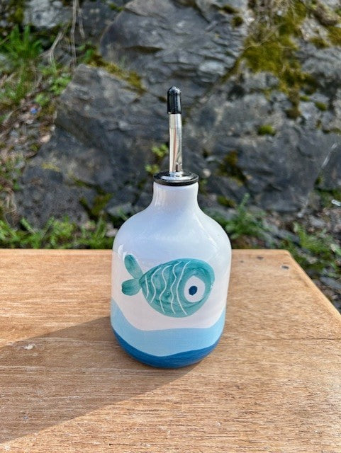 Blue fish oljeflaske med helletut H 18 cm