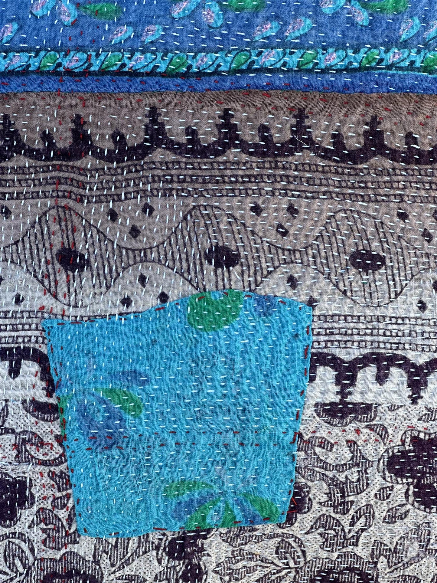Putetrekk vintage kantha 50x50 cm Nr 23