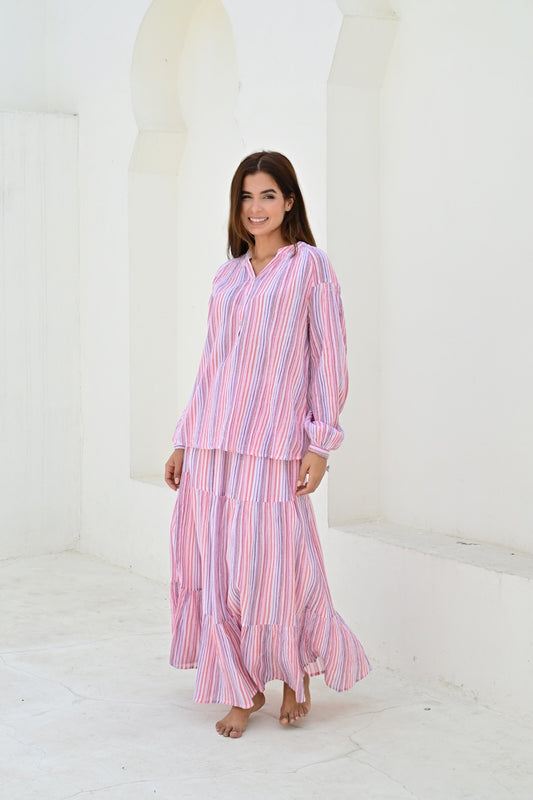 Marseille bluse stripe purple