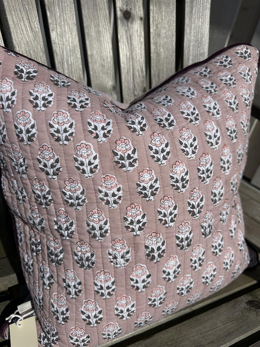 Putetrekk vintage kantha blokktrykket bakside 50x50 cm Nr 4