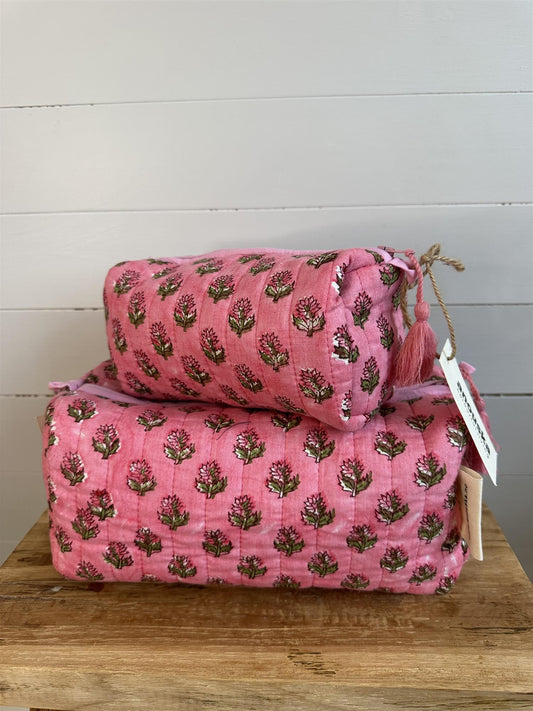 Sminkepung blokktrykket Clementine pink