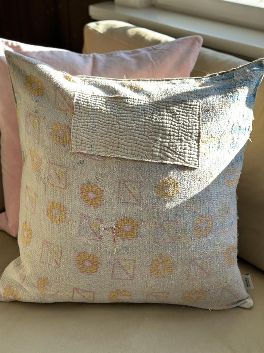 Putetrekk vintage kantha 50x50 cm Nr 72