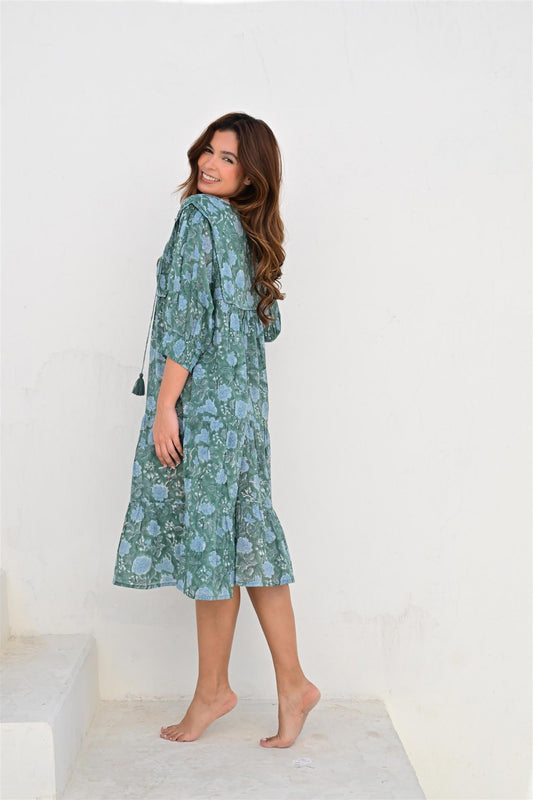Montpellier smekkekjole bobbin teal green