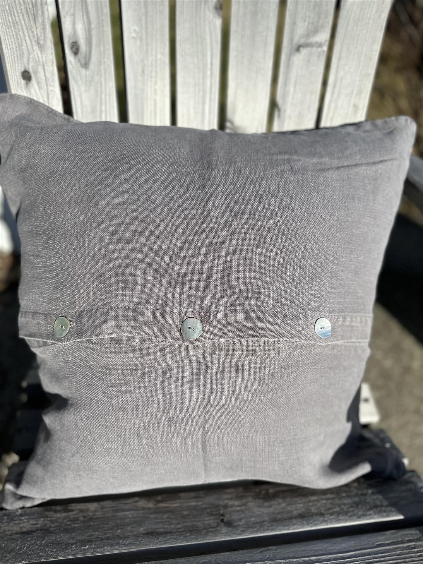 Putetrekk 100% lin m/knapper 50 x 50 cm grey